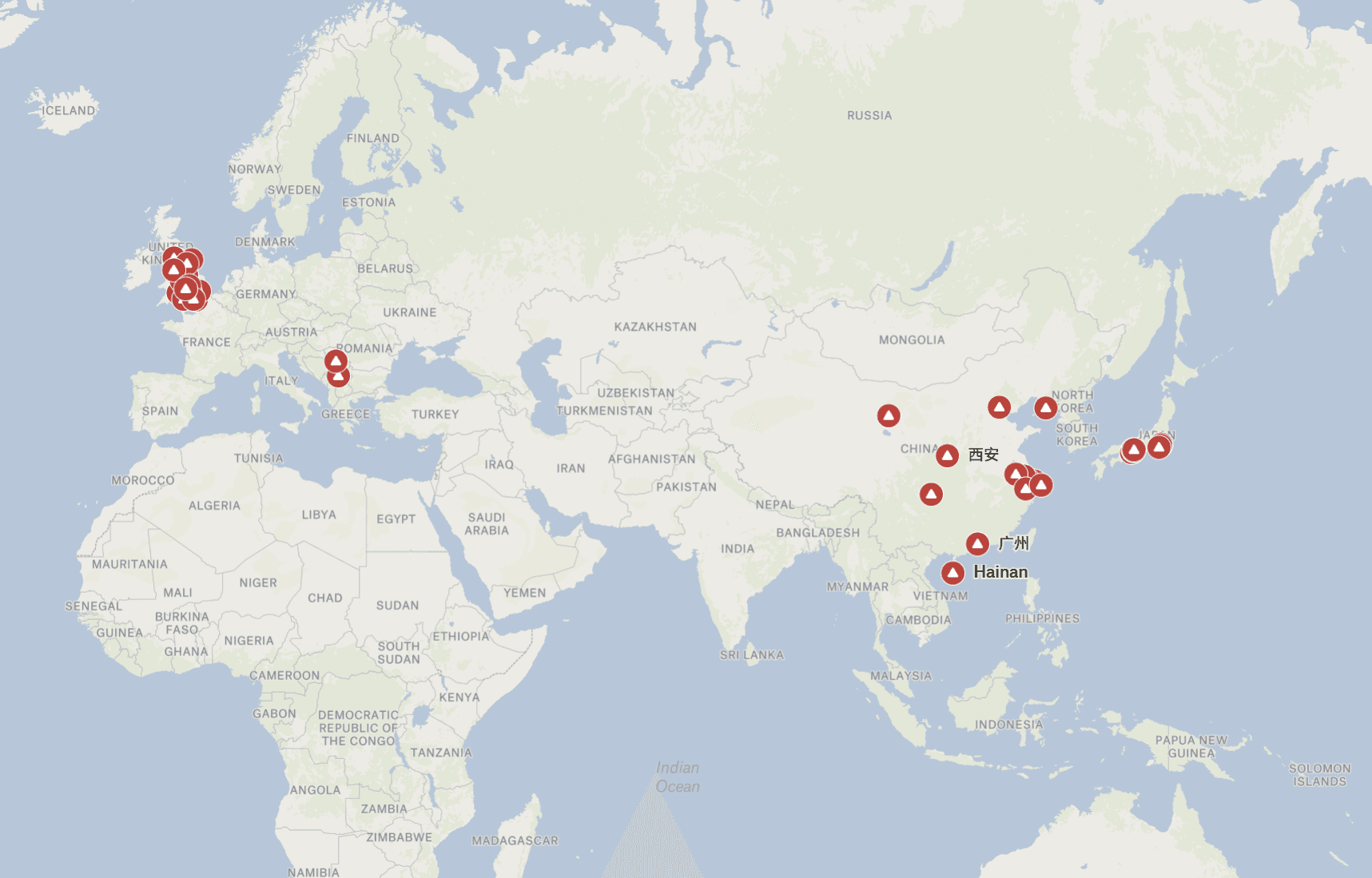 Places I have travelled to